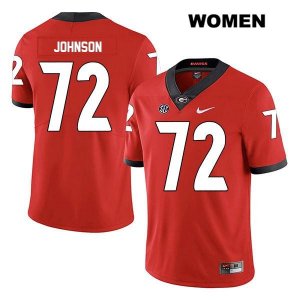 Women's Georgia Bulldogs NCAA #72 Netori Johnson Nike Stitched Red Legend Authentic College Football Jersey RKM6054AA
